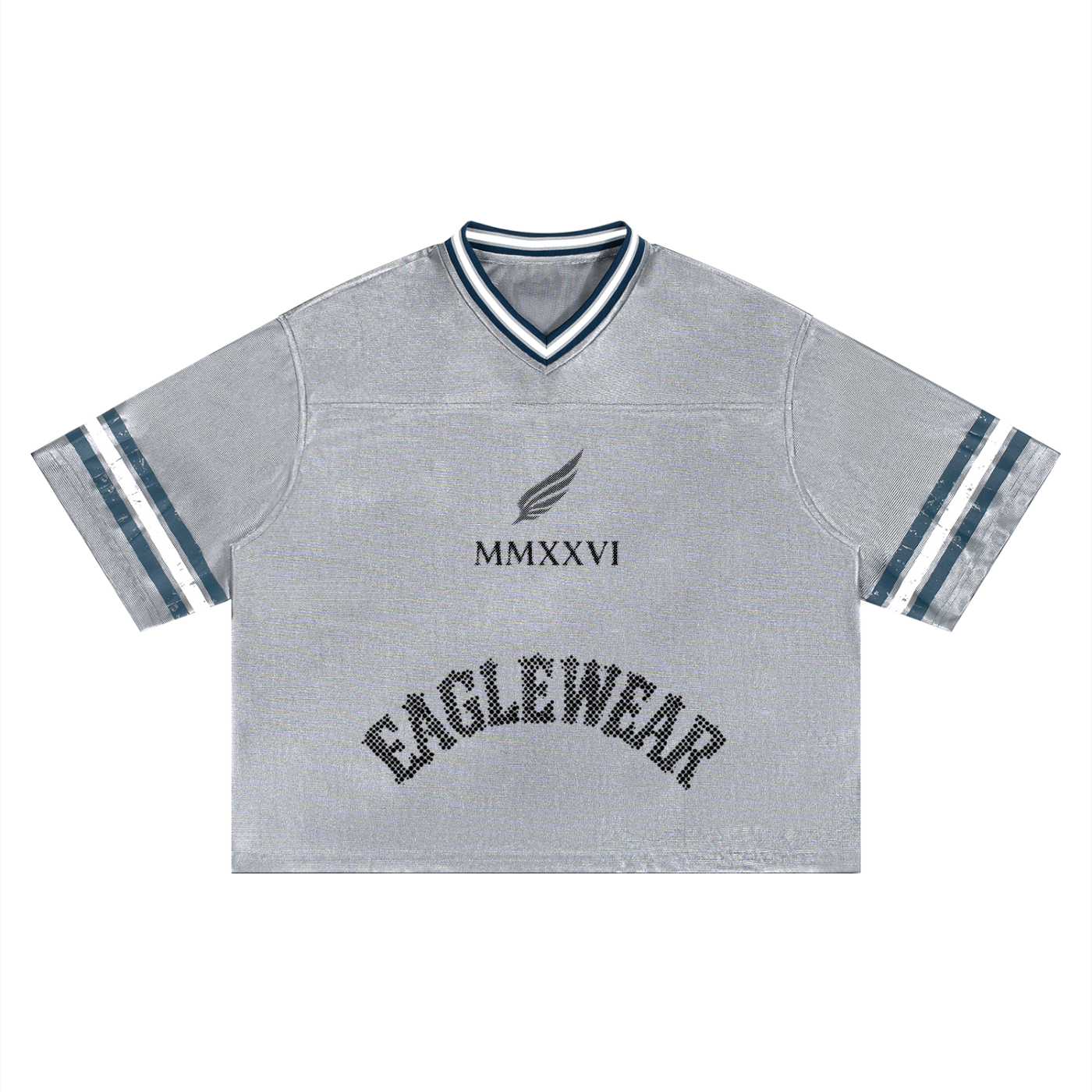 PATCHWORK V-NECK CROP SHIRT