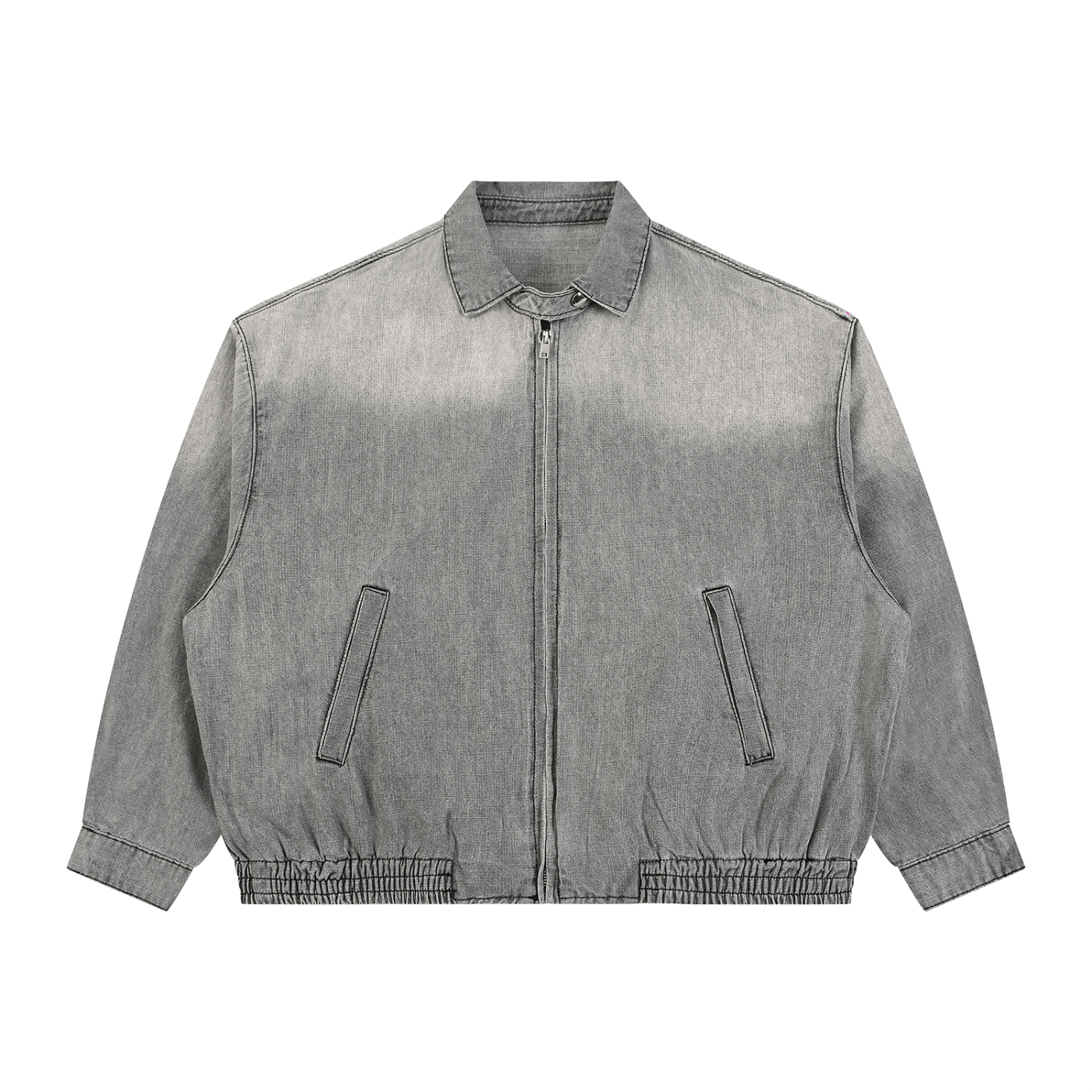 WASHED ZIP LAPELED LONG SLEEVE SHIRT