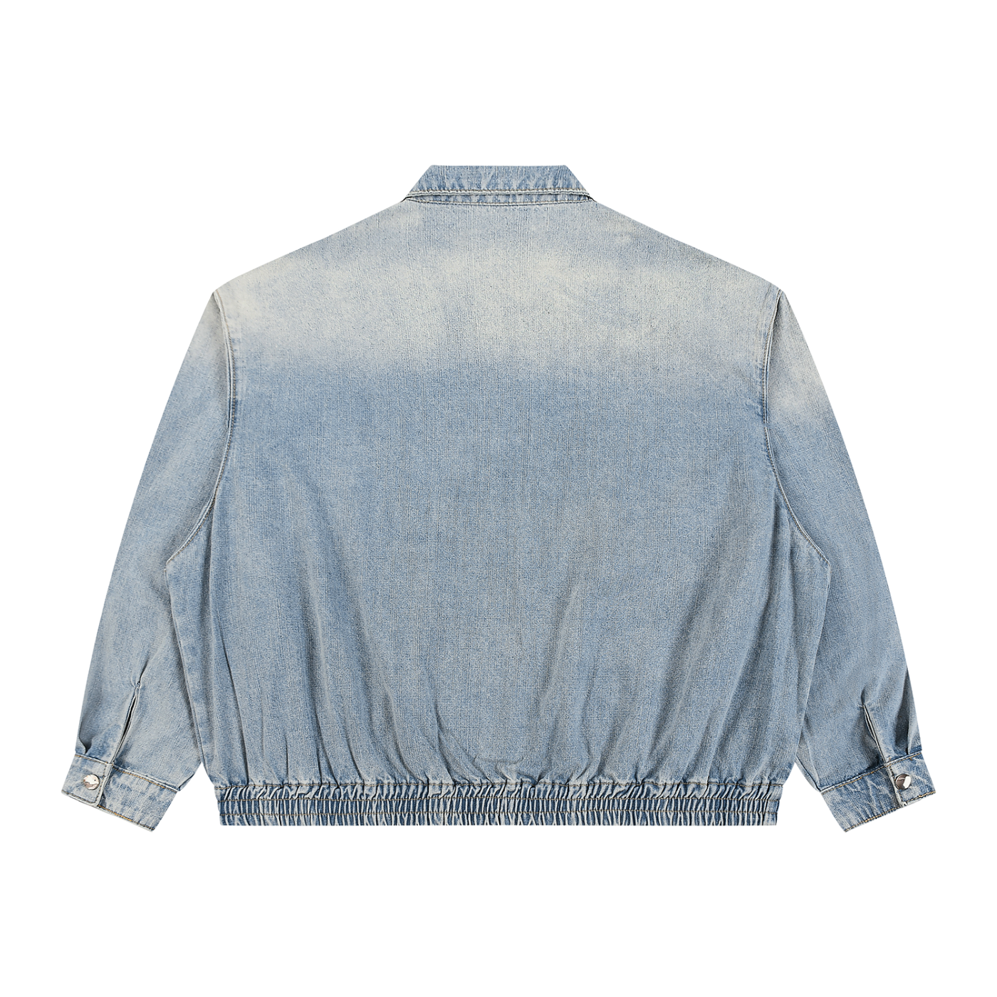 WASHED ZIP LAPELED LONG SLEEVE SHIRT