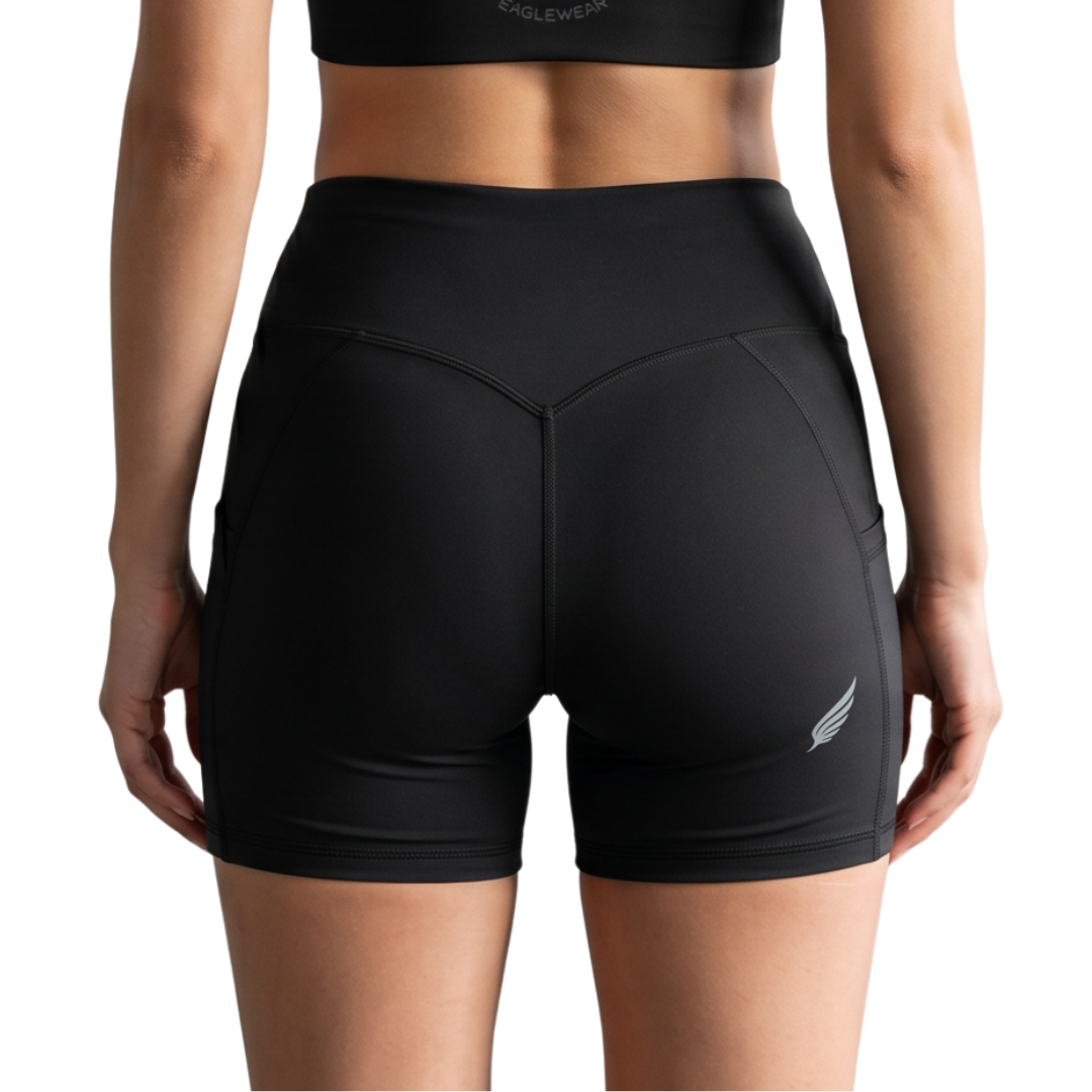 HIGH-WAISTED POCKET BIKER SHORTS