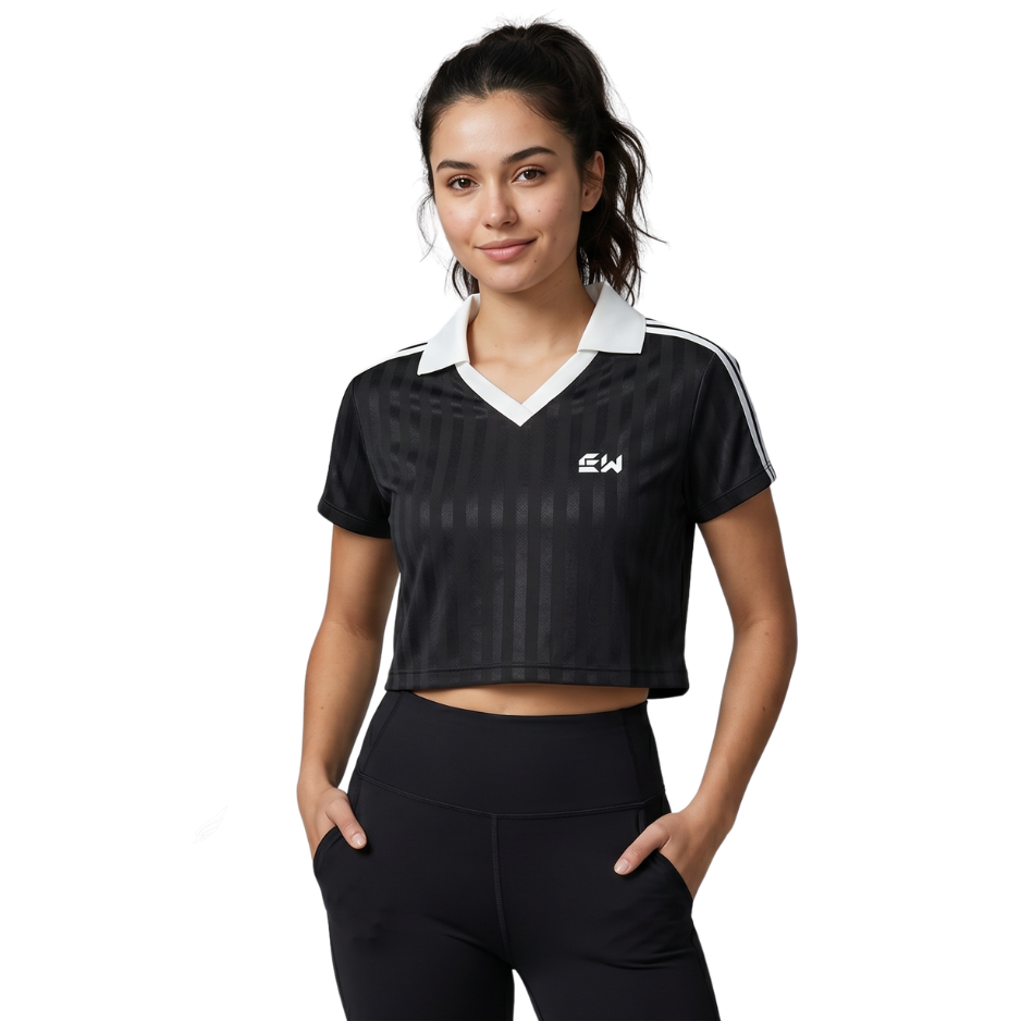 SPORTY CROP POLO TOP