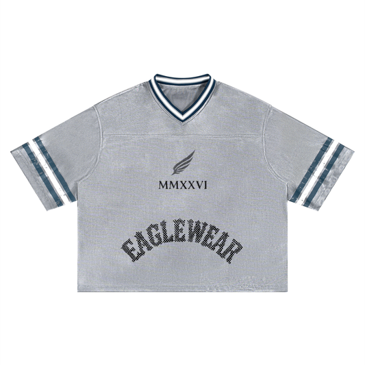 PATCHWORK V-NECK CROP SHIRT
