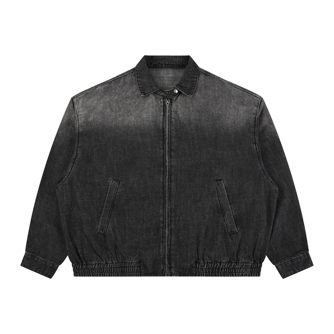 WASHED ZIP LAPELED LONG SLEEVE SHIRT