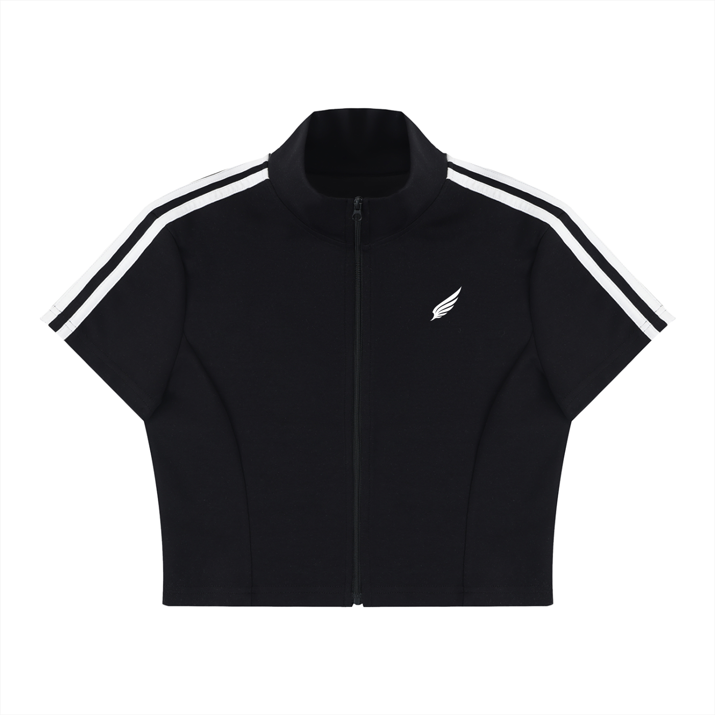 CROPPED FULL ZIP SHORT SLEEVE T-SHIRT