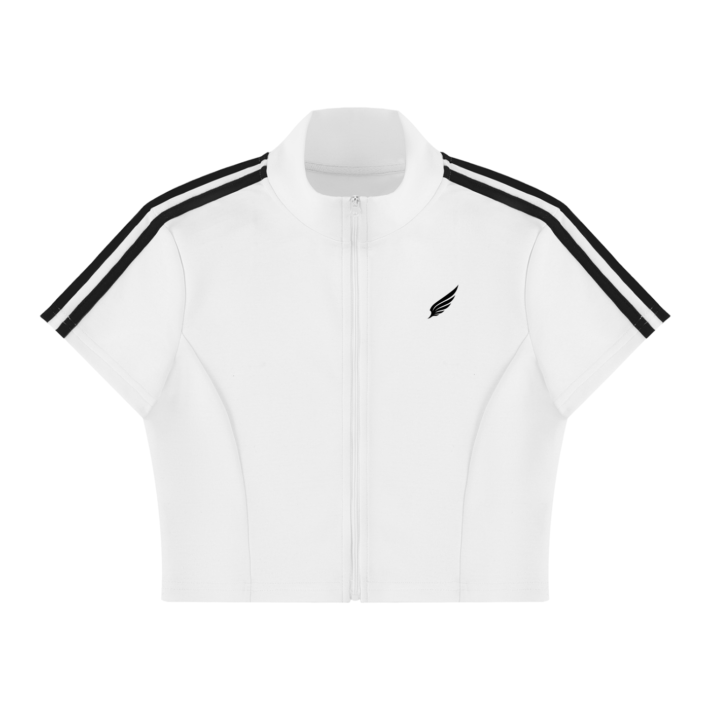 CROPPED FULL ZIP SHORT SLEEVE T-SHIRT