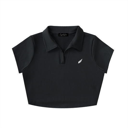 SPORTY CROPPED LAPEL TOP