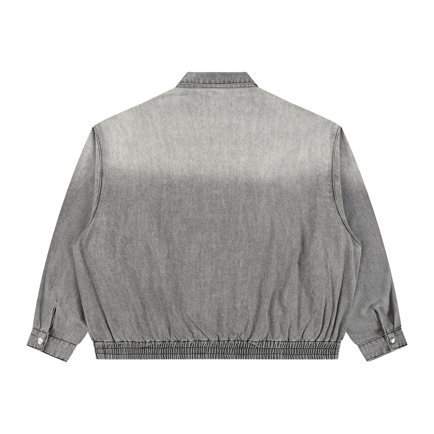 WASHED ZIP LAPELED LONG SLEEVE SHIRT