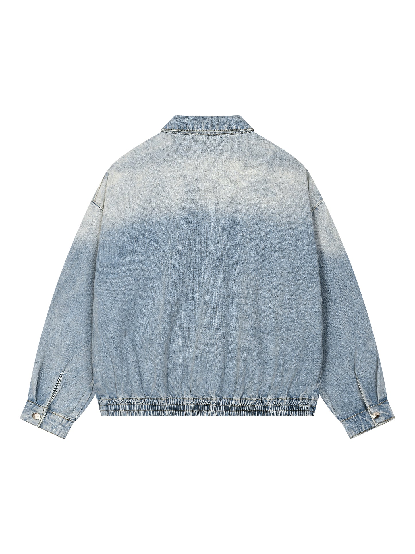 WASHED ZIP LAPELED LONG SLEEVE SHIRT