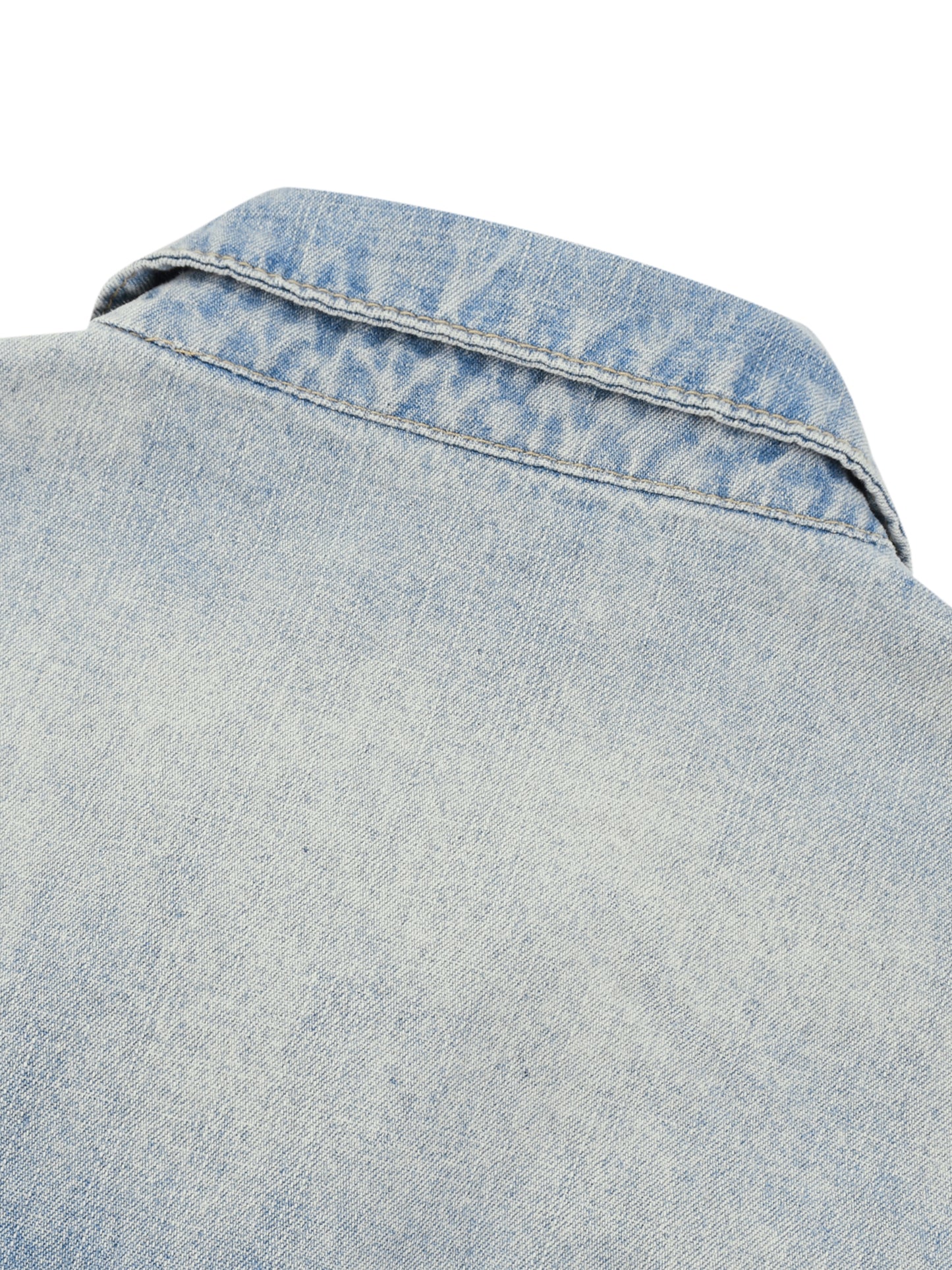 WASHED ZIP LAPELED LONG SLEEVE SHIRT