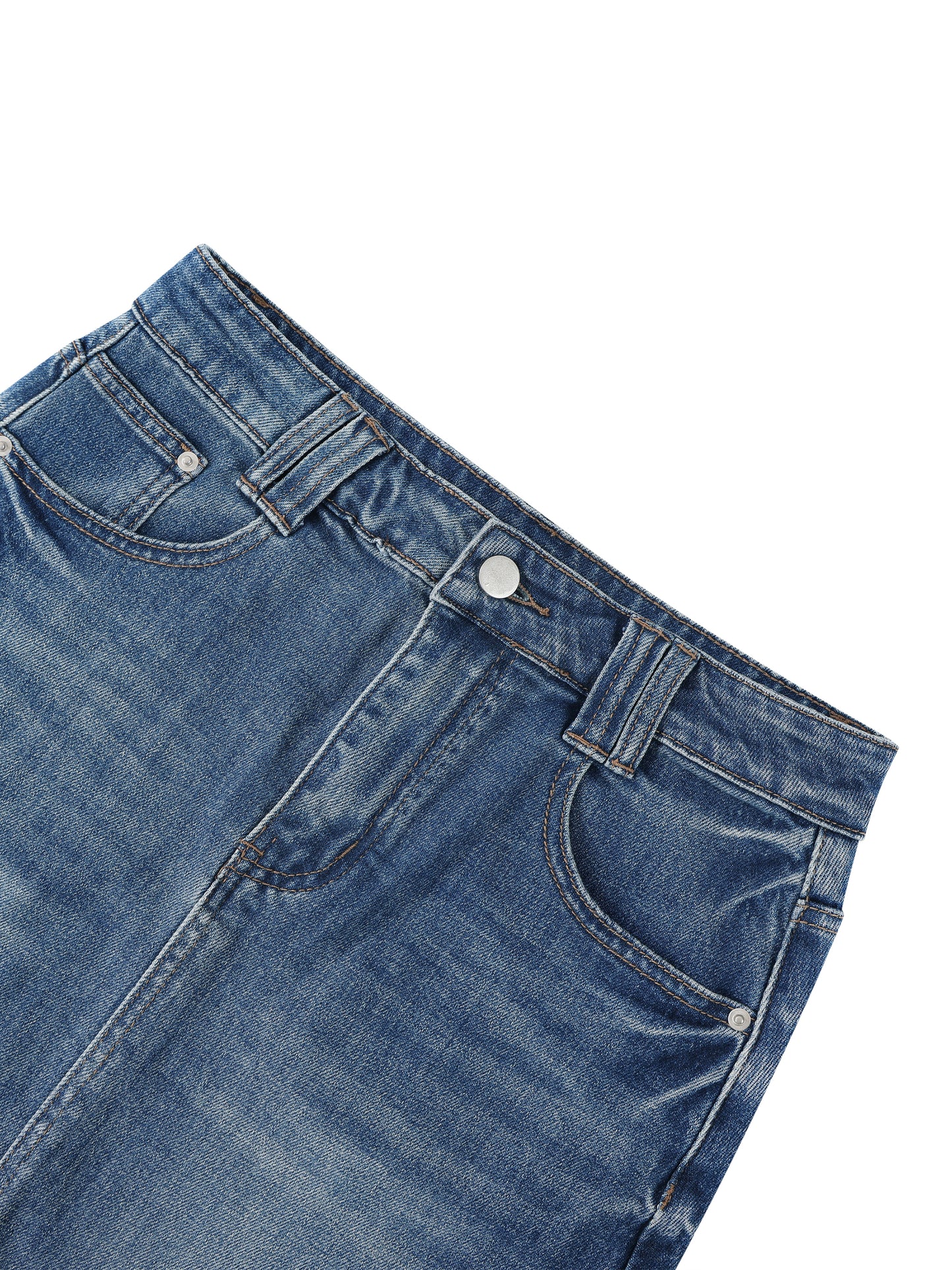 WASHED HIGH WAIST MIDI SKIRT