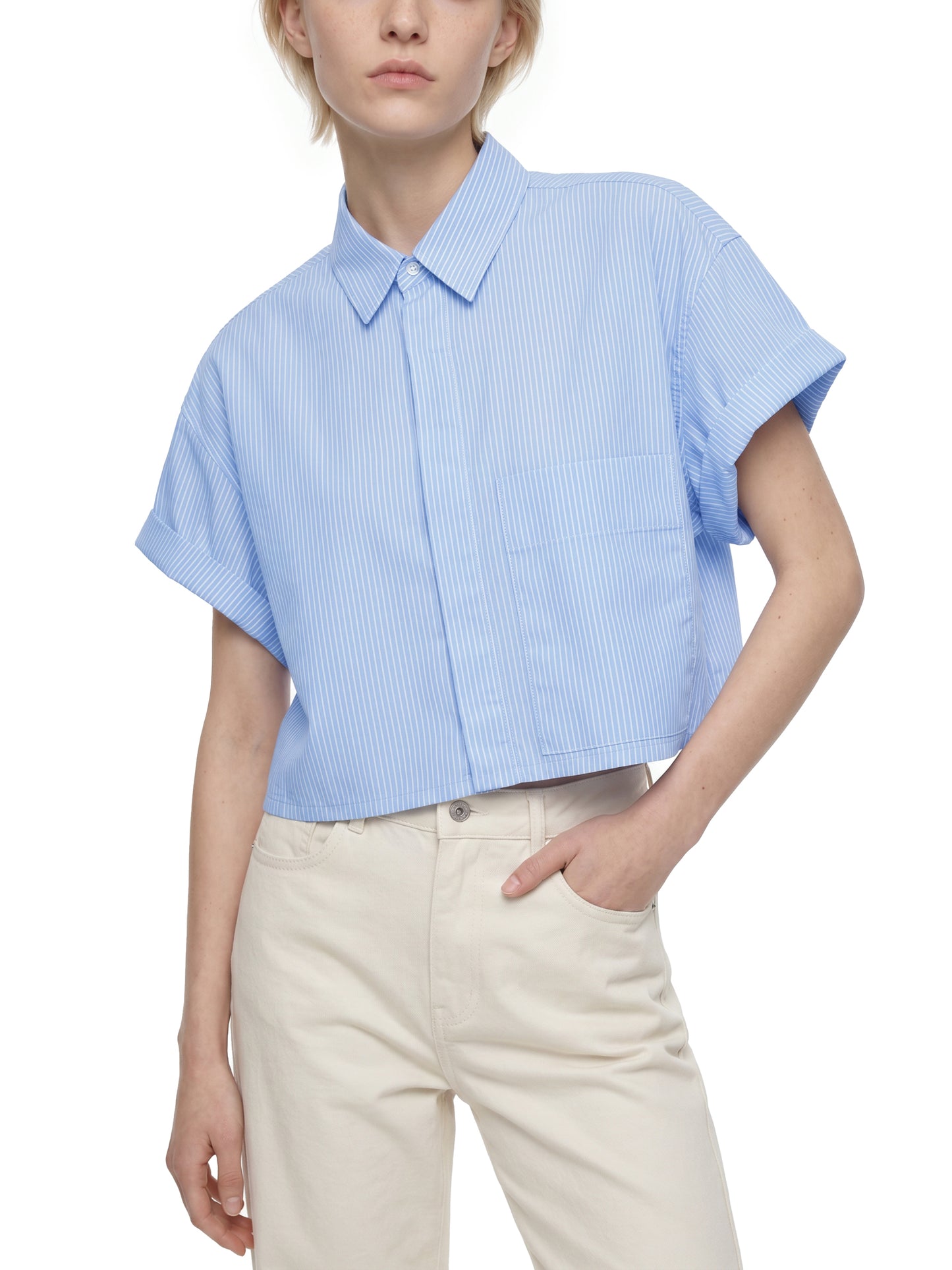 LIGHTWEIGHT CROPPED LAPEL SHIRT